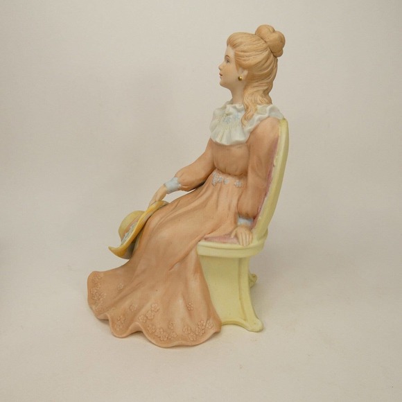 Homco # 1439 Courtney's Dream Porcelain Bisque Lady in Chair Figurine 6.5" SEJ&5 - Picture 2 of 16